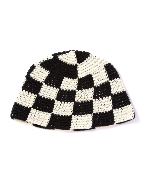 ROSE BUD（ローズバッド）の「チェッカー柄クロシェニットハット（ハット・レディース・ブラック/ベージュ・FREE）」の9枚目の写真