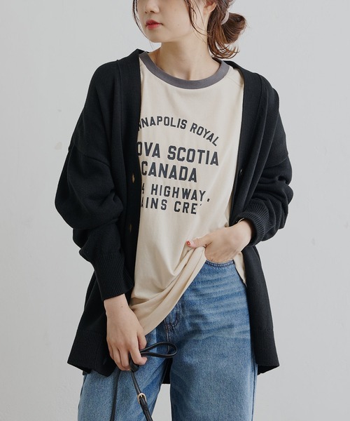 PUAL CE CIN(ピュアルセシン)の「ガーゼ天竺カレッジロゴTシャツ(Tシャツ/カットソー・レディース・チャコールグレー/その他/ナチュラル・FREE)」の2枚目の写真