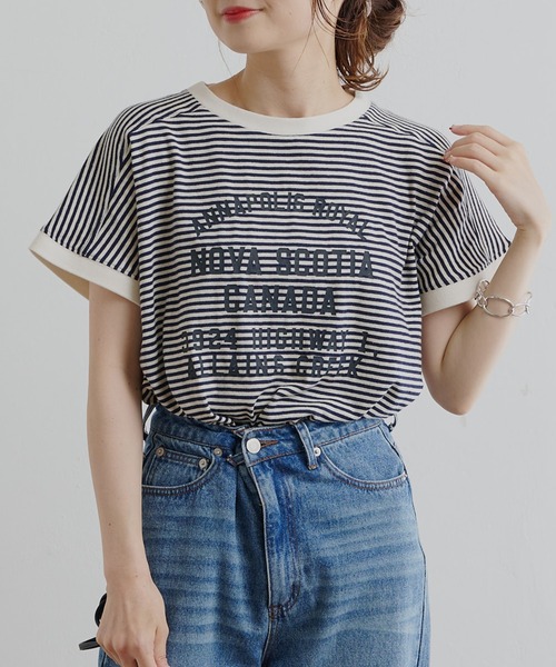PUAL CE CIN(ピュアルセシン)の「ガーゼ天竺カレッジロゴTシャツ(Tシャツ/カットソー・レディース・チャコールグレー/その他/ナチュラル・FREE)」の3枚目の写真