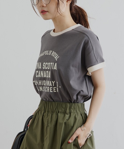 PUAL CE CIN(ピュアルセシン)の「ガーゼ天竺カレッジロゴTシャツ(Tシャツ/カットソー・レディース・チャコールグレー/その他/ナチュラル・FREE)」の9枚目の写真