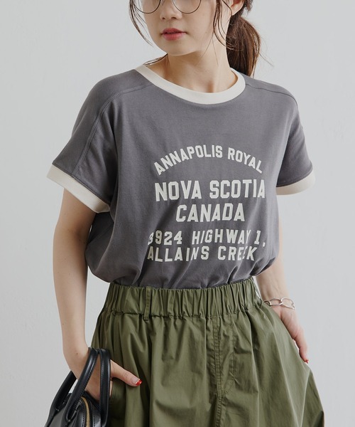 PUAL CE CIN(ピュアルセシン)の「ガーゼ天竺カレッジロゴTシャツ(Tシャツ/カットソー・レディース・チャコールグレー/その他/ナチュラル・FREE)」の8枚目の写真