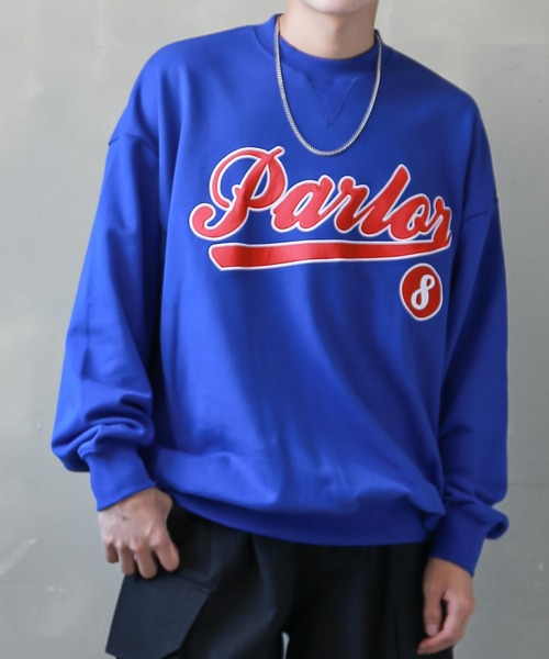 SPINNS（スピンズ）の「【ビッグシルエット】ロゴ クルーネックスウェット（スウェット・メンズ・アッシュグレー/ブラック/パープル/サックスブルー/ピンク/オレンジ/ロイヤルブルー・ONESIZE）」の14枚目の写真