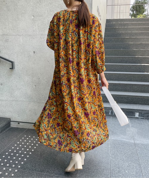 StyleSea（スタイルシー）の「ボタニカル3Dジャガードカフタンワンピース（ワンピース・レディース・ブラック/パープル/オレンジ・FREE）」の11枚目の写真