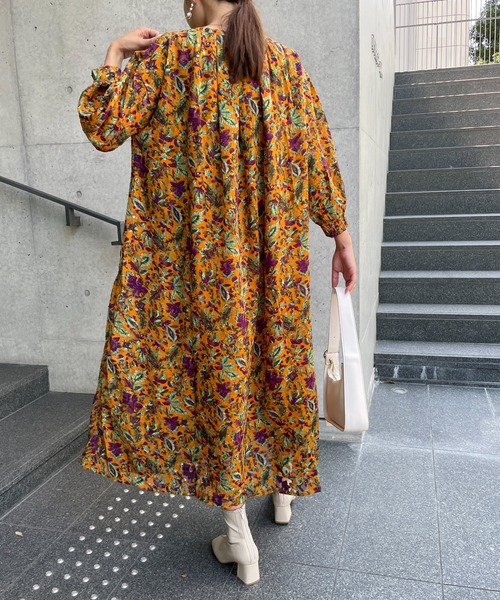 StyleSea（スタイルシー）の「ボタニカル3Dジャガードカフタンワンピース（ワンピース・レディース・ブラック/パープル/オレンジ・FREE）」の12枚目の写真