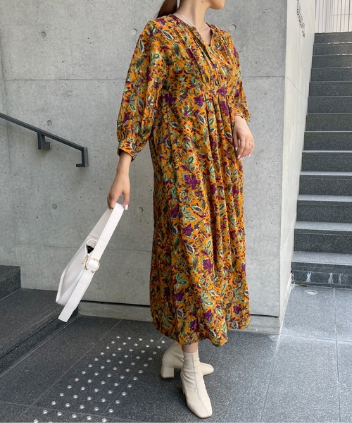 StyleSea（スタイルシー）の「ボタニカル3Dジャガードカフタンワンピース（ワンピース・レディース・ブラック/パープル/オレンジ・FREE）」の13枚目の写真