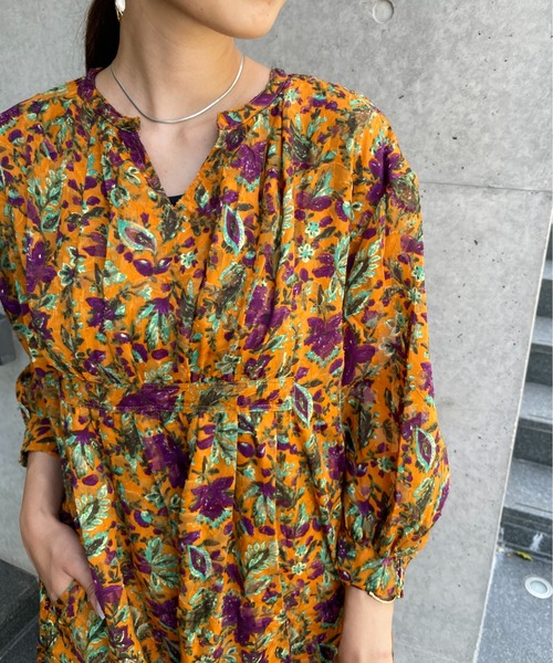 StyleSea（スタイルシー）の「ボタニカル3Dジャガードカフタンワンピース（ワンピース・レディース・ブラック/パープル/オレンジ・FREE）」の15枚目の写真