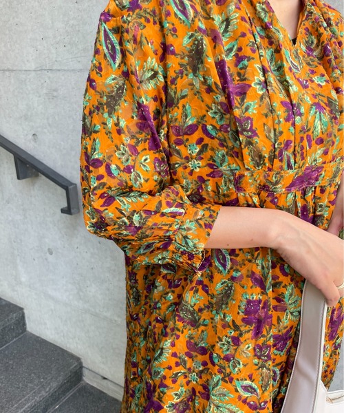StyleSea（スタイルシー）の「ボタニカル3Dジャガードカフタンワンピース（ワンピース・レディース・ブラック/パープル/オレンジ・FREE）」の16枚目の写真