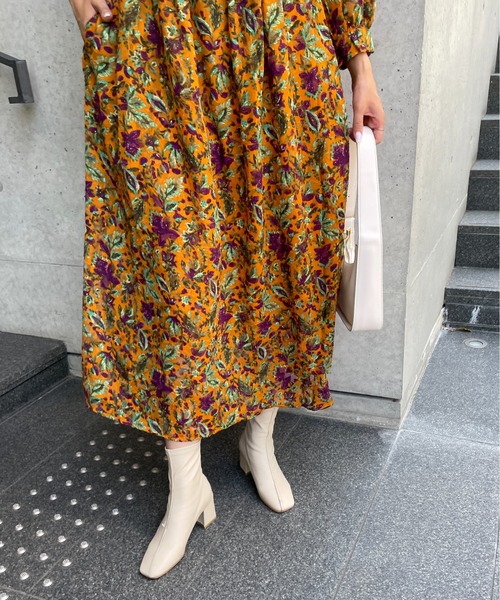 StyleSea（スタイルシー）の「ボタニカル3Dジャガードカフタンワンピース（ワンピース・レディース・ブラック/パープル/オレンジ・FREE）」の18枚目の写真