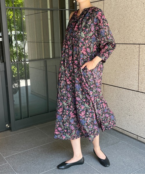 StyleSea（スタイルシー）の「ボタニカル3Dジャガードカフタンワンピース（ワンピース・レディース・ブラック/パープル/オレンジ・FREE）」の20枚目の写真