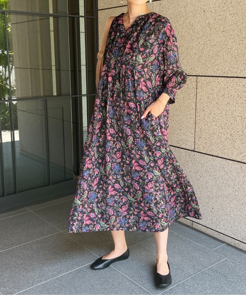 StyleSea（スタイルシー）の「ボタニカル3Dジャガードカフタンワンピース（ワンピース・レディース・ブラック/パープル/オレンジ・FREE）」の21枚目の写真