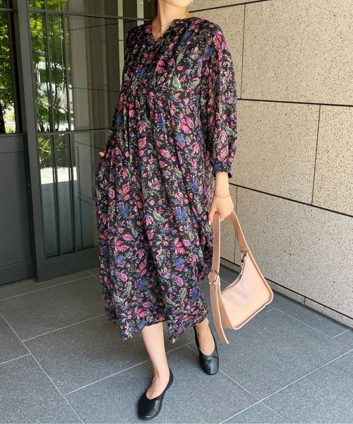 StyleSea（スタイルシー）の「ボタニカル3Dジャガードカフタンワンピース（ワンピース・レディース・ブラック/パープル/オレンジ・FREE）」の22枚目の写真