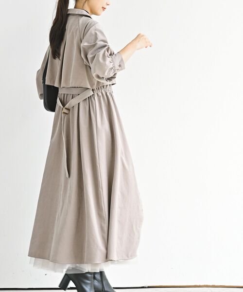 rps（アールピーエス）の「トレンチ風ワンピース（ワンピース・レディース・グレイッシュベージュ/ブルー/ブラック・フリー）」の15枚目の写真