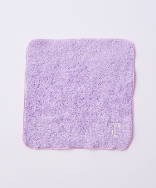 セール】アルファベット刺繍ハンカチ ラベンダー（ハンカチ/ハンド