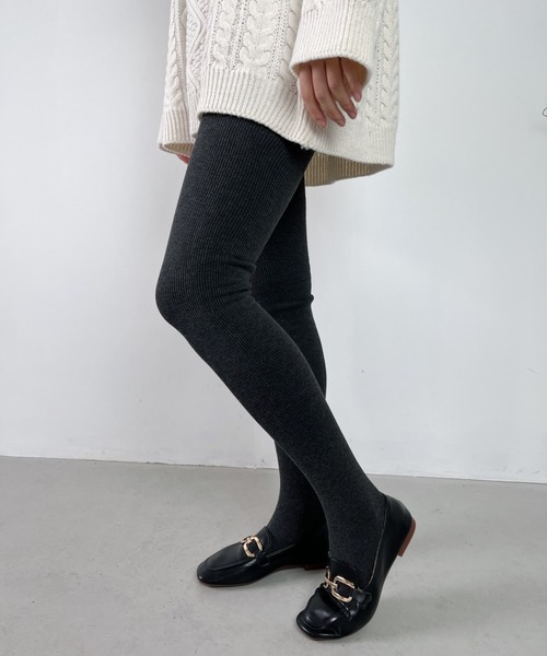 CLEA（クレア）の「裏起毛あったか防寒厚手リブニットタイツ（タイツ/ストッキング・レディース・ブラック/グレー/ダークグレー・FREE）」の10枚目の写真