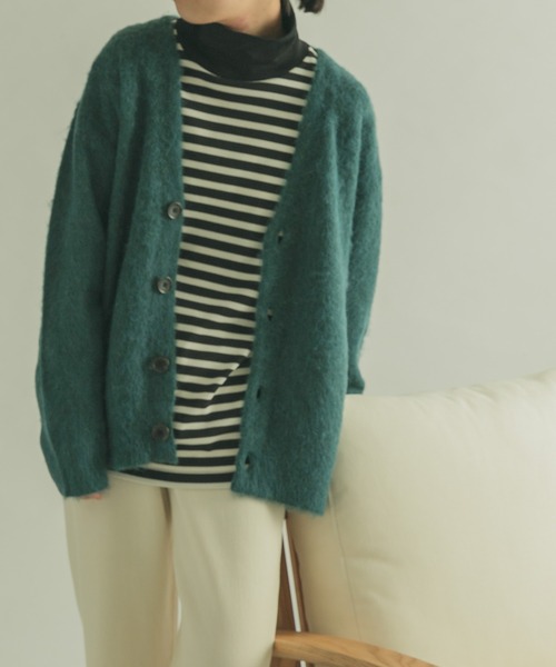FORK&SPOON（フォークアンドスプーン）の「『WEB/一部店舗限定カラー』FORK&SPOON　モヘアニットカーディガン（カーディガン/ボレロ・レディース・グリーン系その他/チャコールグレー/モカ/ブルー・1）」の3枚目の写真