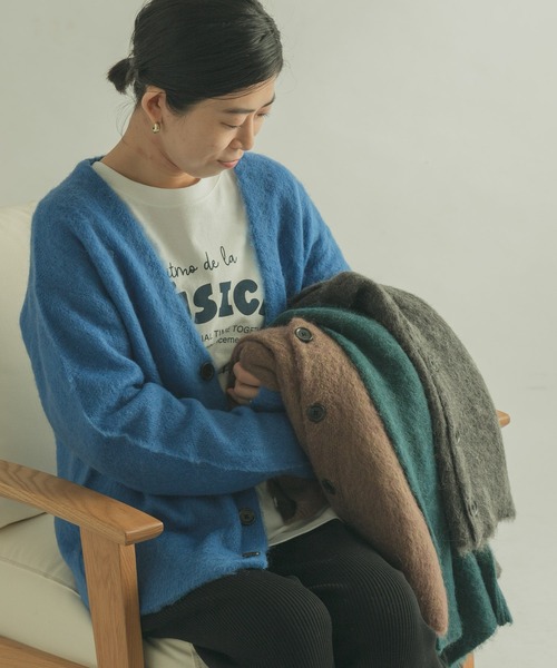 FORK&SPOON（フォークアンドスプーン）の「『WEB/一部店舗限定カラー』FORK&SPOON　モヘアニットカーディガン（カーディガン/ボレロ・レディース・グリーン系その他/チャコールグレー/モカ/ブルー・1）」の4枚目の写真