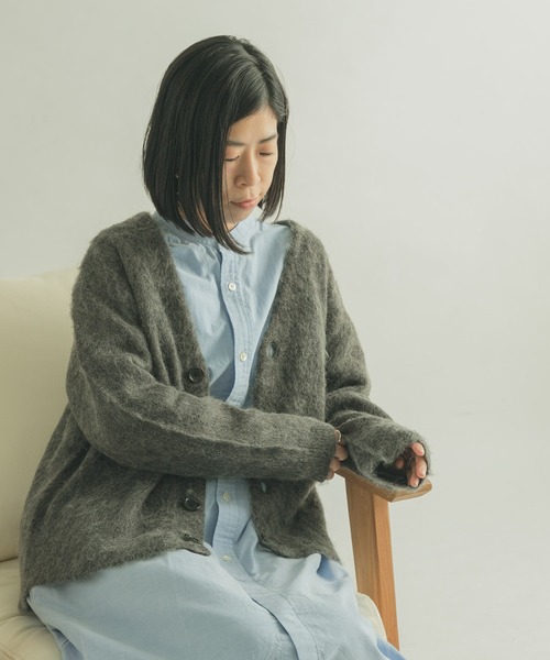 FORK&SPOON（フォークアンドスプーン）の「『WEB/一部店舗限定カラー』FORK&SPOON　モヘアニットカーディガン（カーディガン/ボレロ・レディース・グリーン系その他/チャコールグレー/モカ/ブルー・1）」の22枚目の写真