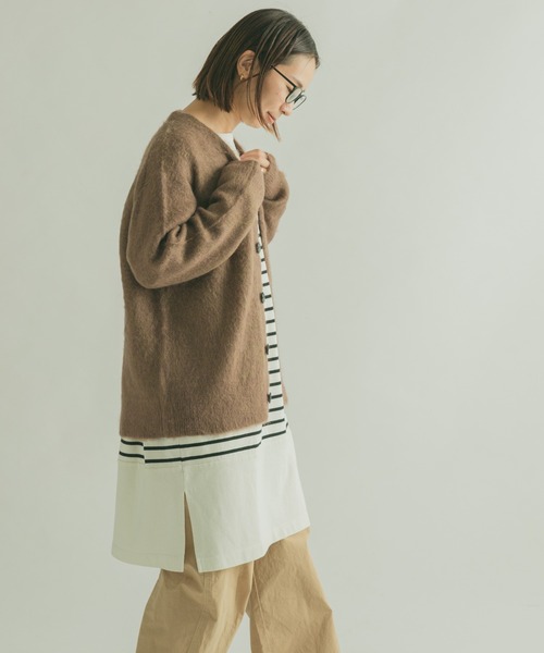 FORK&SPOON（フォークアンドスプーン）の「『WEB/一部店舗限定カラー』FORK&SPOON　モヘアニットカーディガン（カーディガン/ボレロ・レディース・グリーン系その他/チャコールグレー/モカ/ブルー・1）」の5枚目の写真