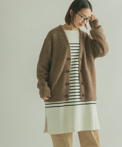 FORK&SPOON（フォークアンドスプーン）の「『WEB/一部店舗限定カラー』FORK&SPOON　モヘアニットカーディガン（カーディガン/ボレロ・レディース・グリーン系その他/チャコールグレー/モカ/ブルー・1）」の6枚目の写真