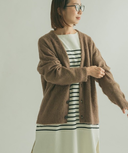 FORK&SPOON（フォークアンドスプーン）の「『WEB/一部店舗限定カラー』FORK&SPOON　モヘアニットカーディガン（カーディガン/ボレロ・レディース・グリーン系その他/チャコールグレー/モカ/ブルー・1）」の7枚目の写真