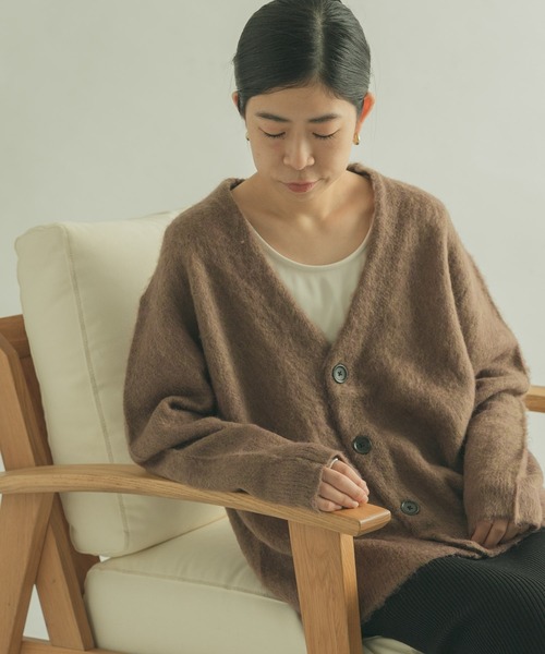 FORK&SPOON（フォークアンドスプーン）の「『WEB/一部店舗限定カラー』FORK&SPOON　モヘアニットカーディガン（カーディガン/ボレロ・レディース・グリーン系その他/チャコールグレー/モカ/ブルー・1）」の9枚目の写真