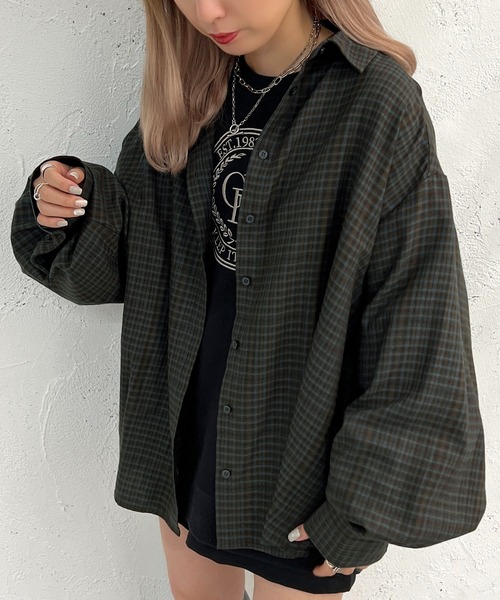 apres jour mignon（アプレジュールミニョン）の「アソートチェックBIGシャツ【ZOZOTOWN限定アイテム】（シャツ/ブラウス・レディース・オフホワイト/ブルー/アイボリー/ブラック・X-LARGE/フリー）」の4枚目の写真