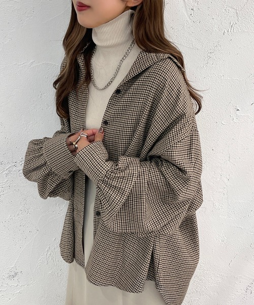 apres jour mignon（アプレジュールミニョン）の「アソートチェックBIGシャツ【ZOZOTOWN限定アイテム】（シャツ/ブラウス・レディース・オフホワイト/ブルー/アイボリー/ブラック・X-LARGE/フリー）」の2枚目の写真