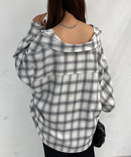 apres jour mignon（アプレジュールミニョン）の「アソートチェックBIGシャツ【ZOZOTOWN限定アイテム】（シャツ/ブラウス・レディース・オフホワイト/ブルー/アイボリー/ブラック・X-LARGE/フリー）」の6枚目の写真