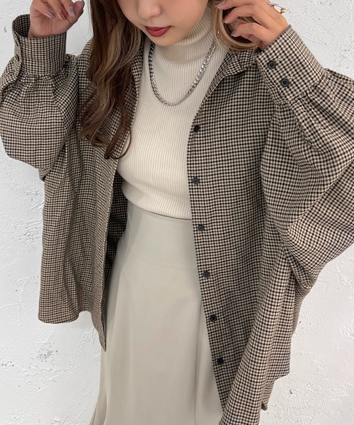 apres jour mignon（アプレジュールミニョン）の「アソートチェックBIGシャツ【ZOZOTOWN限定アイテム】（シャツ/ブラウス・レディース・オフホワイト/ブルー/アイボリー/ブラック・X-LARGE/フリー）」の10枚目の写真