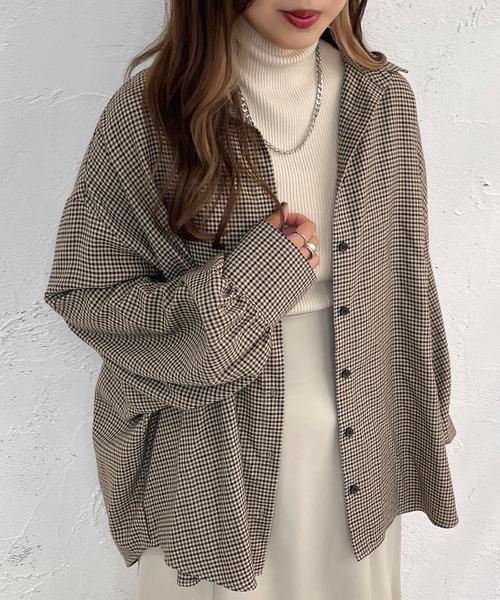 apres jour mignon（アプレジュールミニョン）の「アソートチェックBIGシャツ【ZOZOTOWN限定アイテム】（シャツ/ブラウス・レディース・オフホワイト/ブルー/アイボリー/ブラック・X-LARGE/フリー）」の11枚目の写真