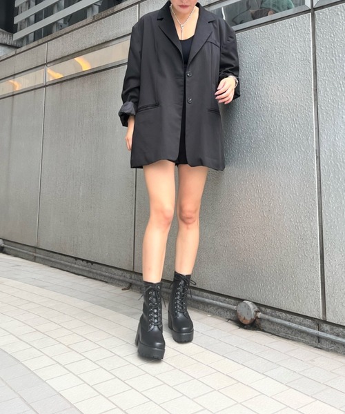 REZOY(リゾイ)の「【22AW新作】【REZOY】厚底ユニットソールレースアップショートブーツ(ブーツ・レディース・ブラック・LL/S/M/L)」の7枚目の写真