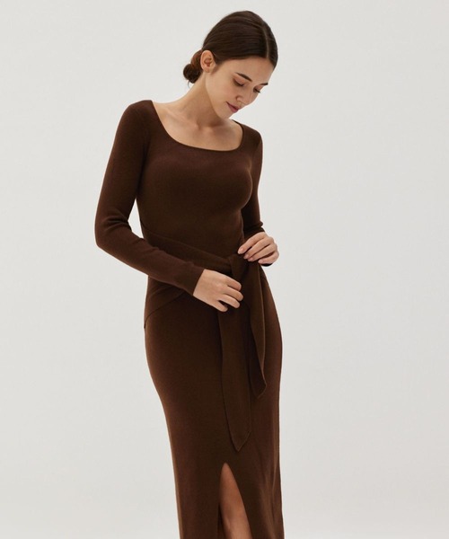 Love,Bonito(ラブボニート)の「エイリン ニット ボディコン ミダクシードレス(ワンピース・レディース・ブラック/ブラウン・X-SMALL/SMALL/MEDIUM/LARGE)」の3枚目の写真