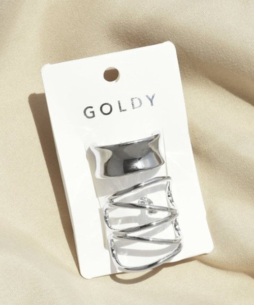 GOLDY（ゴールディ）の「【GOLDY】メタル ケージ × ワイド ライン セット ヘアカフ / 6221243　※（ヘアゴム・レディース・シルバー系その他/ゴールド系その他/ゴールド/シルバー・FREE）」の2枚目の写真