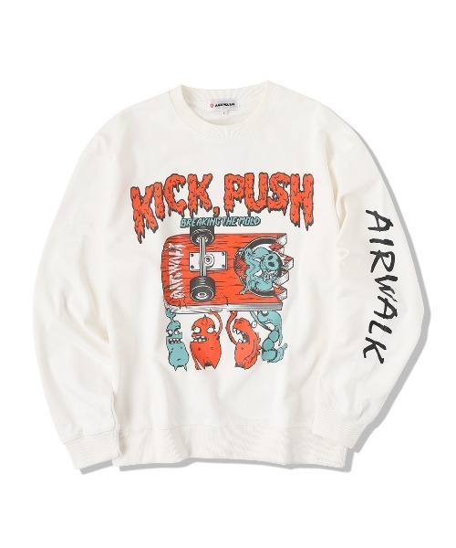 AIRWALK(エアウォーク)の「AIRWALK】エアウォーク グラフィッククルートレーナー Unisex-12oz. ヘビーウェイト AWM31302(スウェット・メンズ・レッド/ホワイト/ダークブルー/ブラック・MEDIUM/LARGE/X-LARGE)」の2枚目の写真