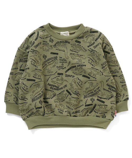 セール】【あったか素材】恐竜総柄トレーナー_裏シャギー（スウェット  