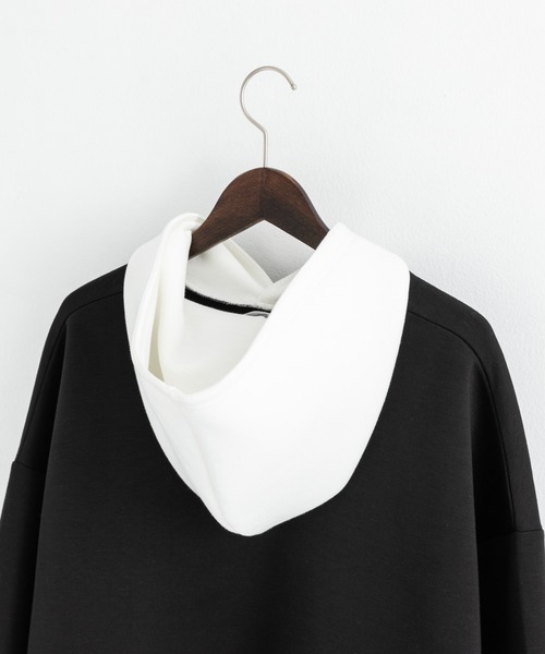 Rocky Monroe（ロッキーモンロー）の「オーバーサイズ ダンボールニット ワンポイント刺繍クレリックプルオーバーパーカー（パーカー・メンズ・ブラック×ホワイト/ホワイト/ブラウン/グレー/チャコールグレー×ブラック・M/L/XL）」の8枚目の写真