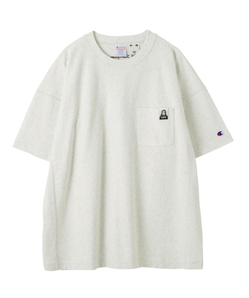 Champion（チャンピオン）の「X-girl × Champion REVERSE WEAVE POCKET S/S TEE（Tシャツ/カットソー・レディース・ブルー/アッシュ/ブラック/ホワイト・S/M/L/XL）」の3枚目の写真