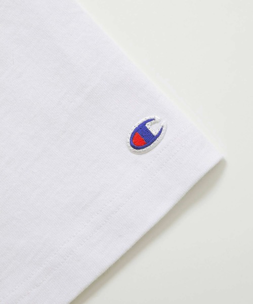Champion（チャンピオン）の「X-girl × Champion REVERSE WEAVE POCKET S/S TEE（Tシャツ/カットソー・レディース・ブルー/アッシュ/ブラック/ホワイト・S/M/L/XL）」の8枚目の写真