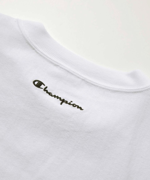Champion（チャンピオン）の「X-girl × Champion REVERSE WEAVE POCKET S/S TEE（Tシャツ/カットソー・レディース・ブルー/アッシュ/ブラック/ホワイト・S/M/L/XL）」の10枚目の写真