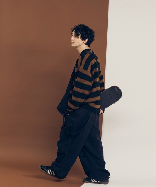 MUHET(ミュエータ)の「ウールMIXボーダーニット(ニット/セーター・レディース・ブラック/ネイビー・MEDIUM/X-LARGE)」の4枚目の写真