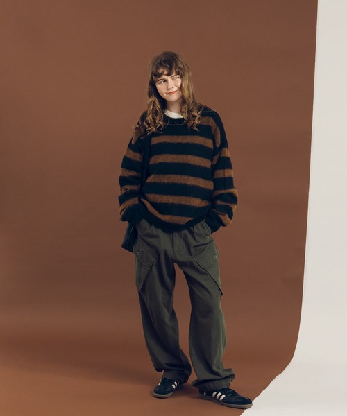 MUHET(ミュエータ)の「ウールMIXボーダーニット(ニット/セーター・レディース・ブラック/ネイビー・MEDIUM/X-LARGE)」の14枚目の写真
