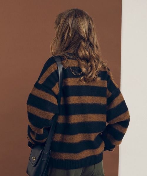 MUHET(ミュエータ)の「ウールMIXボーダーニット(ニット/セーター・レディース・ブラック/ネイビー・MEDIUM/X-LARGE)」の19枚目の写真