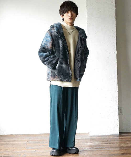 MinoriTY（マイノリティ）の「ムラ染めボア フリース フードファーブルゾン タイダイ 春服 冬服（ブルゾン・メンズ・ブラック/ブルー・L/XL/M）」の11枚目の写真