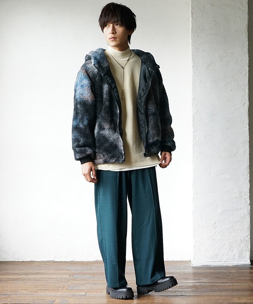MinoriTY（マイノリティ）の「ムラ染めボア フリース フードファーブルゾン タイダイ 春服 冬服（ブルゾン・メンズ・ブラック/ブルー・L/XL/M）」の12枚目の写真