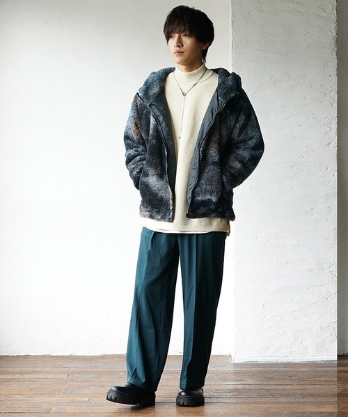 MinoriTY（マイノリティ）の「ムラ染めボア フリース フードファーブルゾン タイダイ 春服 冬服（ブルゾン・メンズ・ブラック/ブルー・L/XL/M）」の13枚目の写真