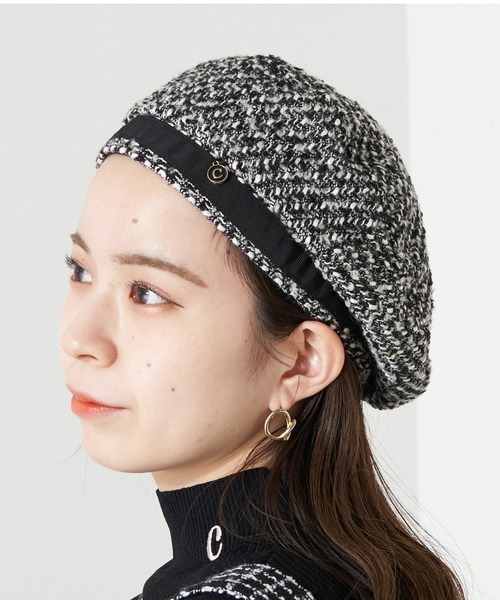 Chico（チコ）の「ツイードベレー帽（ハンチング/ベレー帽・レディース・グレー/アイボリー/ブラック・FREE）」の3枚目の写真