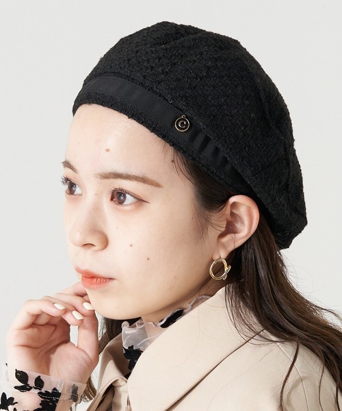 Chico（チコ）の「ツイードベレー帽（ハンチング/ベレー帽・レディース・グレー/アイボリー/ブラック・FREE）」の2枚目の写真