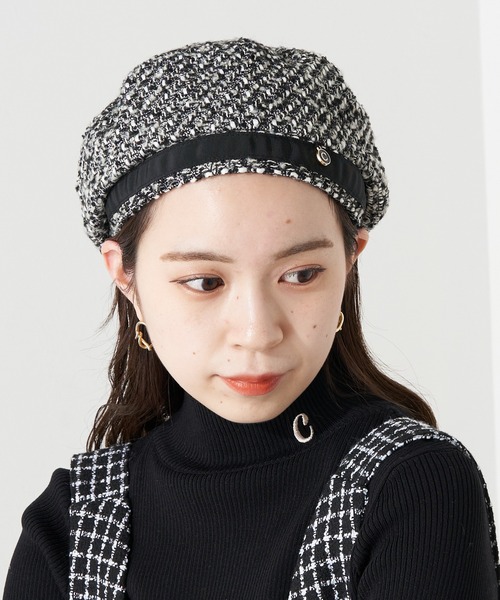 Chico（チコ）の「ツイードベレー帽（ハンチング/ベレー帽・レディース・グレー/アイボリー/ブラック・FREE）」の4枚目の写真