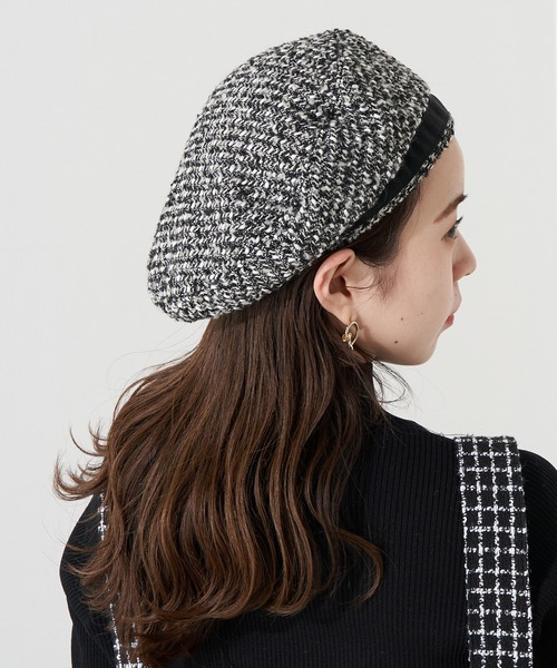 Chico（チコ）の「ツイードベレー帽（ハンチング/ベレー帽・レディース・グレー/アイボリー/ブラック・FREE）」の6枚目の写真