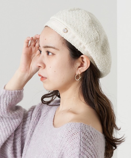 Chico（チコ）の「ツイードベレー帽（ハンチング/ベレー帽・レディース・グレー/アイボリー/ブラック・FREE）」の9枚目の写真